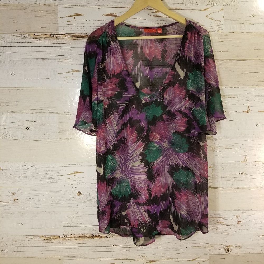 Elle floral flowy polyester top